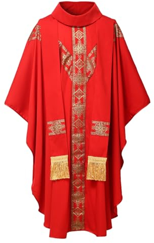 BPURB Katholische Priester Chasuble Messgewand Kirche Zelebrant Vater Messe Gewand Robe mit Stola