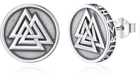Eusense Ohrringe Herren, Wikinger Ohrring aus 925 Silber, Wikinger Amulett Ohrringe Stecker, Schmuck für Männer und Frauen