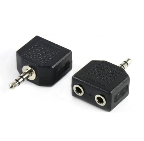 JZK 2x Splitter adattatore divisore per cuffie jack 3.5mm per telefono cellulare/lettore MP3/laptop/tablet/altoparlante/auricolare, Spina jack 3.5mm a jack doppie 3.5mm, adattatore audio stereo