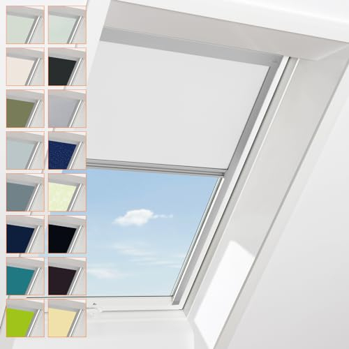 Roto Original Verdunkelungsrollo ZRVM Rollo mit Seitenschienen, Dachfensterrollo mit Führungsschienen Thermorollo, Sonnenschutz, Alle Größen und Farben WDF KAW KEW HAN weiß, beige, schwarz, blau