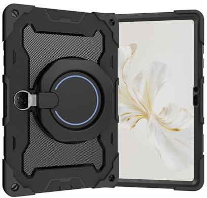 Case Tablet PC Coque Compatible with Enfants Compatible with Huawei Honor Pad 9 12,1 Pouces, poignée rotative à 360 °, Coque 3 en 1 incassable, Anti-Chute, bandoulière Tablet Couverture arrière (Colo