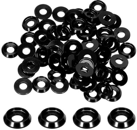 QUARKZMAN Arandelas Cónicas Avellanadas M4, Diámetro del Agujero 4mm/0.16, Arandelas de Aluminio para Tornillos RC/FPV/PC/Drones/Accesorios Mecánicos, Paquete de 30 (Negro)