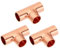 PATIKIL 12mm ID 1mm dicke T-Stück Kupferfittings Kupfer Lötfitting Kupferarmatur, 3 Stück 99,9% reines Kupferrohrfitting mit kurzem Radius und Schweißlötverbindung