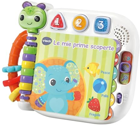 VTech Le Mie Prime Entdeckungen, interaktives und sensorisches Buch für Kinder, Lernen Sie Vokabel, mehr als 20 Sounds, interaktive Seiten, italienische Sprache, Batterien im Lieferumfang enthalten,