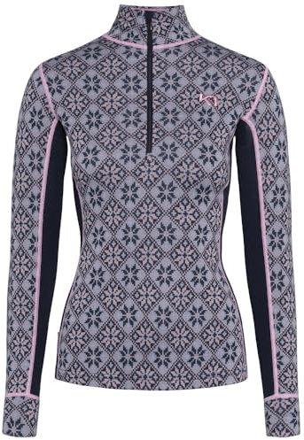 Kari Traa Rose Damen-Unterziehshirt, halber Reißverschluss, 100% Merinowolle, enganliegend, langärmelig, gestrickt, Thermo-Shirt, Königlich (Royal), XX-Large