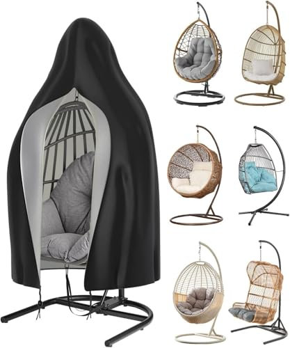 lisetar Hanging Egg Chair Cover, 190 * 115cm Patio Egg Chair Covers Heavy Duty with Zipper & Drawstring, 210D Oxford Garden Hanging Swing Cover Waterproof, Windproof, UV Resistant, Insect Resistant