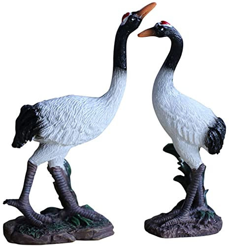SGKOMN Gartenfiguren, Kranich-Ornament, Statue aus Kunstharz, realistische Wildtiere, Gartendekoration für Rasen, Teich, Garteneingang, Kunsthandwerk(Ab)