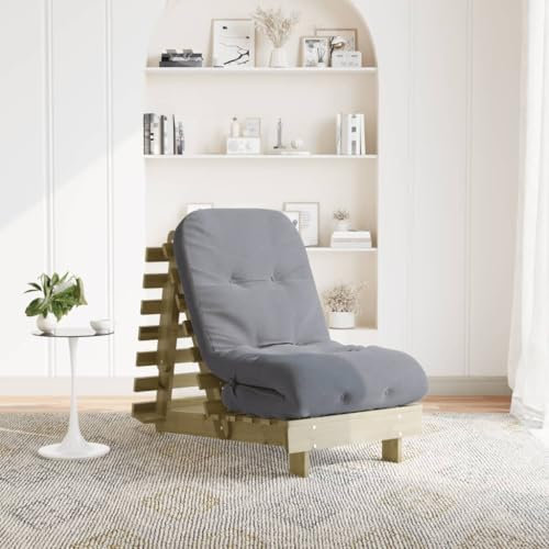 Rantry Futonbett mit Matratze, 60 x 206 x 11 cm, imprägniertes Kiefernholz, Sofa, Bettrahmen, Bettgestell