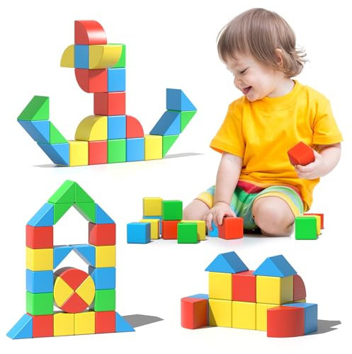 Asago Magnetische Bausteine Würfel 48 Stück große Magnetsteine 3D Magnete Puzzle zum Training des Gehirns für Kinder