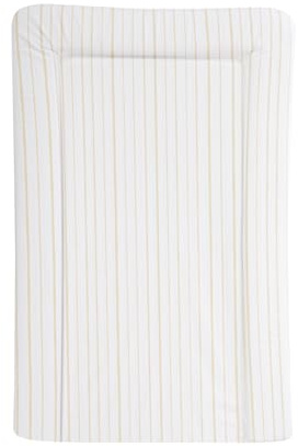CuddleCo Baby Nappy Changing Mat - Waterproof, Anti-Roll Nursery Changing Table Topper with Curved Sides and Raised Edges - Yellow Stripe