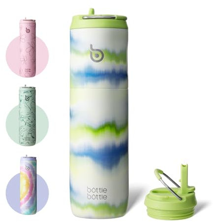 BOTTLE BOTTLE Bouteille isotherme 710 ml Gourde isotherme avec Paille Gourde sport à double paroi en acier inoxydable pour voyager, sports(brume)