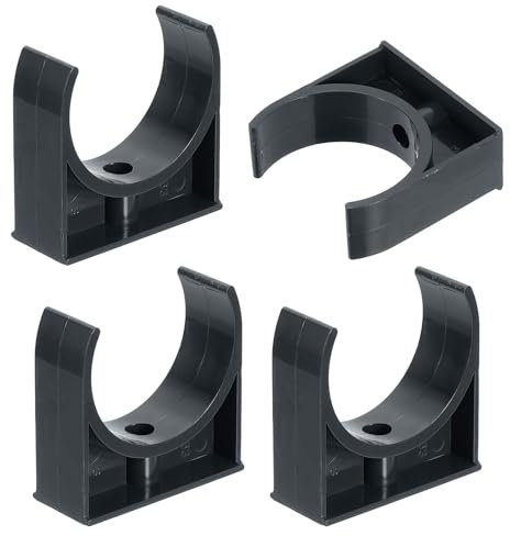 sourcing map 4Pcs PVC Water Pipe Clamps Clips, U-Shaped Tubing Hose Buckles, Irrigation Tube Holder for 63mm OD for TV Trays Tubing Hose Hanger Support Tubing, Black