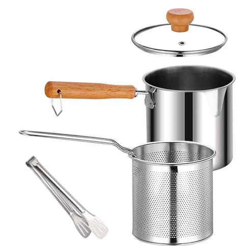 Olla Para Freidora Con Cesta - Recipiente Para Grasa Para Cocina Camping, Olla Para Freidora Edelst | Olla Para Freír De Acero Inoxidable Con Cesta Y Tapa, Olla Con Filtro De Aceite De Gran Capacidad,