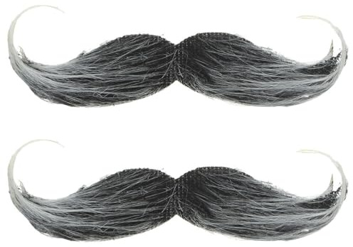 BESPORTBLE 2-Stück Schnurrbart zum Ankleben,Schnauzer zum Ankleben,Fake Bart,Fake Mustache,Falscher Bart Kostüm,Schnurbart Kleben Selbstklebend,Moustache Herrenm Verkleidung,Funny 80er Schwarz