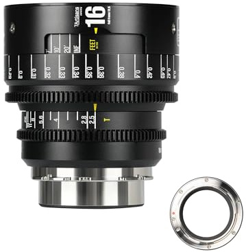 Objetivo de Cine Manual Profesional de fotograma Completo 7artisans 16 mm T2.5 Serie Infinte, Compatible con Montura PL para fotografía y Cine, Color Negro