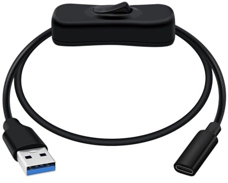 HuaLiSiJi Cable Adaptador USB 3.0 A Macho a Tipo C Hembra con Interruptor 5Gbps Cable USB Macho a Tipo C Hembra para Teléfonos Inteligentes, Tabletas, Hubs, Discos Duros, Auriculares (Negro, 1 m)