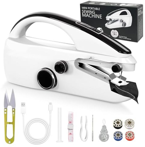 Macchina da Cucire Portatile,Facile da usare Mini macchine da cucire elettriche portatili per principianti con due velocità, con kit di accessori completi, adatto per casa, viaggio e fai da te