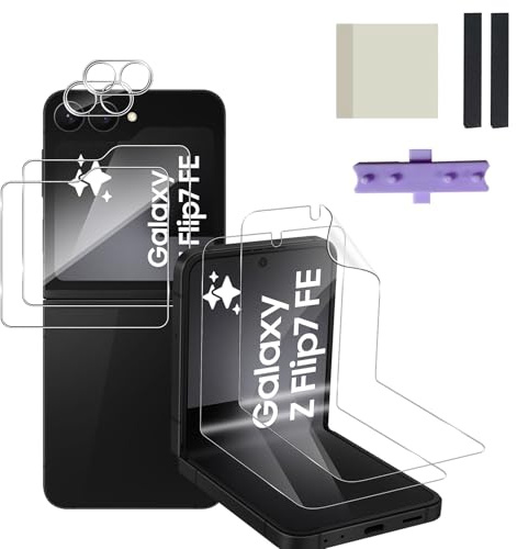 HidWee pour Samsung Galaxy Z Flip7 FE/Flip 7 FE 5G Protecteur D'écran, 2 Pcs Verre Trempé 9H Dureté Avant + Flexible l'intérieur TPU Protection écran + Caméra Arrière Protecteur HD Sans Bulles Film