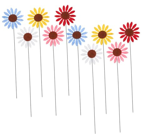 Toddmomy 10 Stück Metall Sonnenblumen Gartenstecker Künstlich Für Außenbereich Dekoration Wege Und Terrassen Bunte Blumenstäbe Blumenstecker Gartendeko