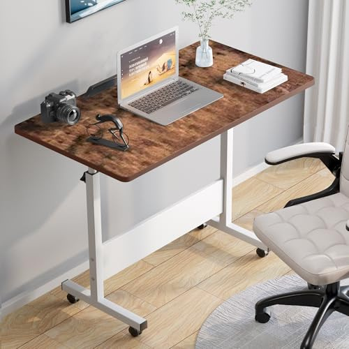 HDHNBA Height-adjustable Desk with Casters, Portable Laptop Desks, Rolling Standing Desk, Small PC Desk for Home Office, 80 x 40 cm