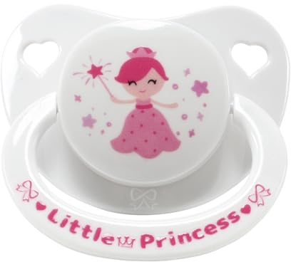 CutiePlusU Adult Schnuller mit großem Schild & Silikon-Sauger – BPA-frei, mit süßen Motiven für Stressabbau und Entspannung - Little Princess White