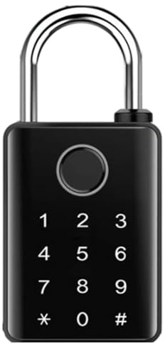 CashMuch Fingerabdruck-Vorhängeschloss mit Zahlencode, Bluetooth-kompatibel für Tuya, wasserdicht, 50 Fingerabdrücke & 100 Durchgang, 7 mm/10 mm Bm Durchmesser, Zinklegierung, für Garten & Lager