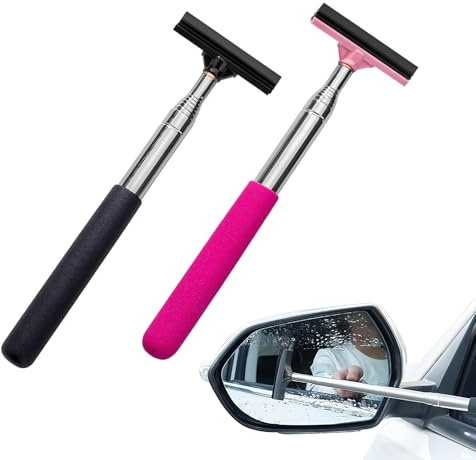 2 PCS Retractable Auto Rearview Mirror Wiper, Retractable Window Squeegee, Mini Squeegee for Cars Windshields Bathroom Mirrors and Countertops