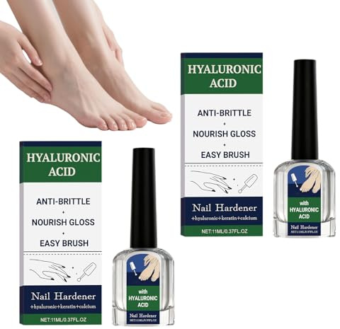2 Stück Hyaluronic Acid Nagelpilz, Anti Brittle Nagelpilz, Nagelstärker, Spendet Intensive Feuchtigkeit und Repariert Trockene, Brüchige Finger- und Zehennägel (Insgesamt 22 ML)