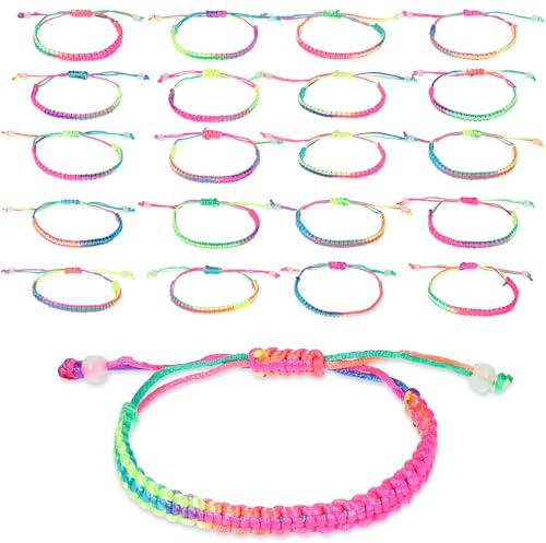 20 Stück Bunte Freundschaftsarmbänder, Verstellbar Regenbogenarmbänder | Kinder Gewebte Armbänder Handgefertigt Freundschaftsarmband für Herren Damen