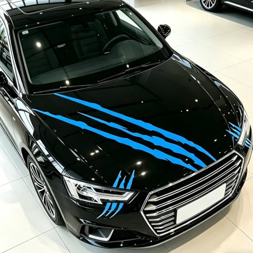 3 Adesivi per Cofano Auto, Decori Stilizzati a Graffio d'Artiglio per Sopra Fari e Cofano, Adesivi in PVC Impermeabili e Autoadesivi, Universali per Auto, Camion e SUV (Blu)