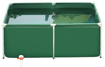Piscina de lona de PVC con acero galvanizado para peces al aire libre, hidroponía y agua, 300 x 200 x 70 cm, ideal para jardinería