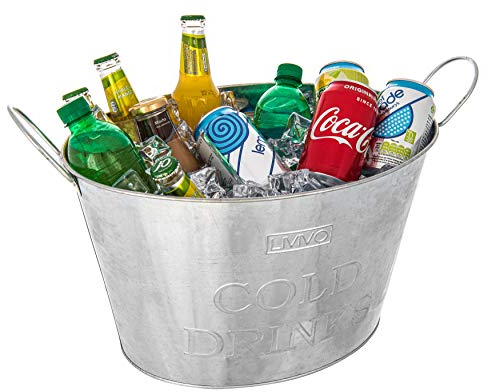 FiNeWaY 24L GALVANISED STEEL OVAL PARTY TUB BEVERAGE DRINK TUB BEER BUCKET