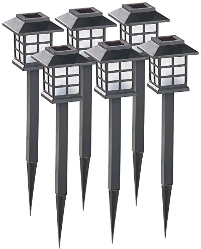 Lunartec Solarlampen Garten: 6er-Set Solar-LED-Wegeleuchten Asian mit Lichtsensor, IP44 (LED Solarleuchten, Kleine Solarleuchten, Gartenleuchte Standleuchte)