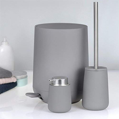 Bad Accessoires Set Pedaleimer Seifenspender Toilettenbürste grey grau ZONE
