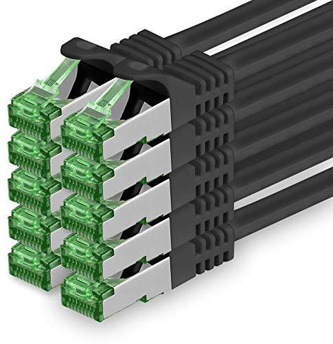 1aTTack.de Câble Réseau Cat7 Cat 7 10 GB/s - 10x 1m - RJ45 Ethernet LAN DSL Routeur Modem - Noir