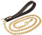 POPETPOP Hundeleine Golden Metal Long Gold Edelstahl Chew Proof Unzerstörbar Cool Leine Chain Link für Pet Durable mit Ledergriff