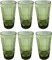 Vintage 6er-Set Farbige Weingläser und Trinkgläser mit Prägung Relief (Schleife, Grün, 400 ml) Weinglas, Trinkglas, Wasserglas, Longdrinkgläser, Cocktail Gläser, Glas, Glaskelche