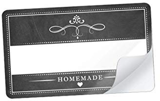 42 STICKER RECHTECKIG SCHWARZ WEIß im Kreidetafel Look Homemade mit Freitextfeld für Chutneys, Apfelsaft, Apfelmus, Sirup, Limonade u.v.m. • Etiketten Format: 63,5 mm x 38,1 mm, matt