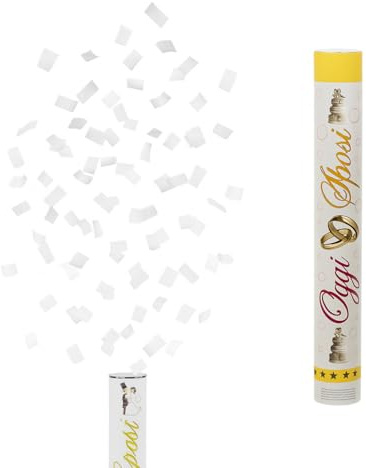 VIRSUS 12 sparacoriandoli Bianco spara coriandoli Bianco 40cm Cannone sparacoriandoli con coriandolo di carta biodegradabile 9406 - C