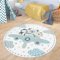 TT Home Runder Teppich Kinderzimmer Kinderteppich Waschbar Tiere Tiger Koala Bär Pinguin, Farbe:Beige, Größe:200 cm Rund