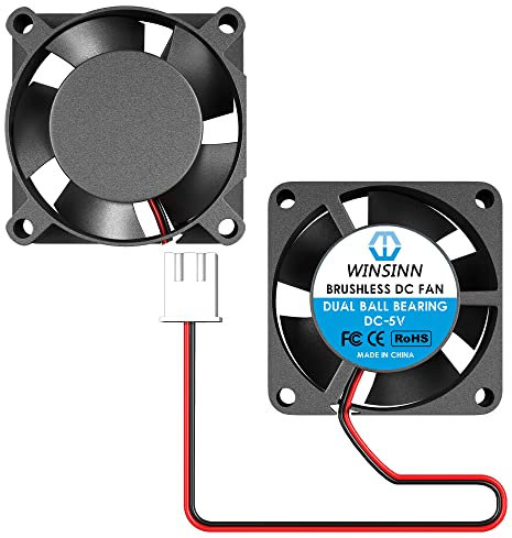 WINSINN 25mm Fan 5V, 3D Printer Micro 5 Volt Fans 2510 Dual Ball Bearing, Brushless Cooling 25mmx10mm 2PIN (Pack of 2Pcs)