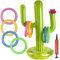 BESTZY Ringwurfspiel Aufblasbare, 10 Stück Aufblasbares Kaktus Ring Wurf Spiel Set 1 Aufblasbaren Kaktus, 8 Farbe Aufblasbare Ringe und 1 Luftpumpe für Sommer Hawaii Kindergeburtstag Party
