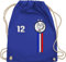 Turnbeutel Rucksack - Fußball EM WM - Taschen - 12. Mann Frankreich Emblem - Unisize - Royalblau - fanartikel tasche europameisterschaft nationalmannschaft juterucksack 2024 fussball stoffbeutel