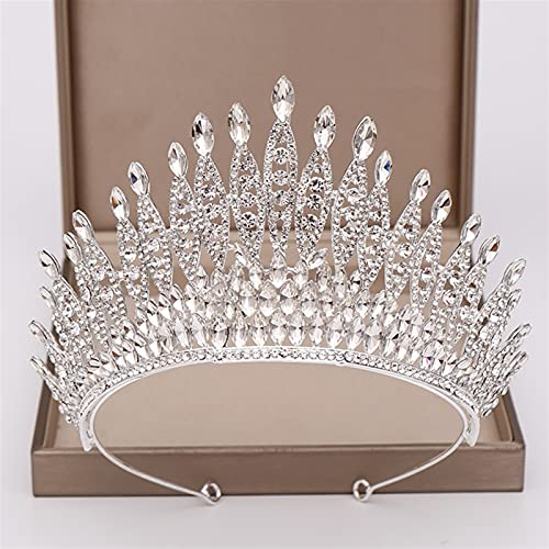 XXXXW Kopfschmuck Hochzeit Silber Strass Kristall Große Krone Braut Hochzeit Tiara Frauen Schönheit Pageant Braut Haarschmuck Schmuck Hochzeitskopfschmuck
