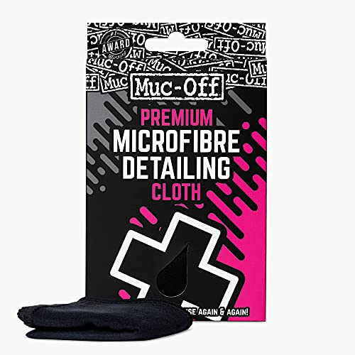 Muc-Off Microfibre Detailing Cloth - Compact Cleaning Cloth for Bicycle and Motorcycle Care - Polishing Cloth for Helmets, Visors and Goggles, Black