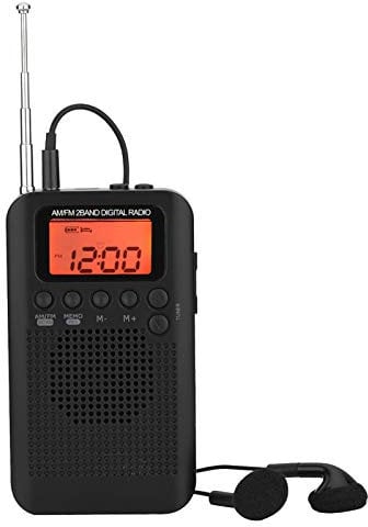 ciciglow Tuning Stereo Radio, AM FM Portable Digital Radio with Stero Earphone and Large LCD Screen Pocket Radio External Speaker 64-108MHz