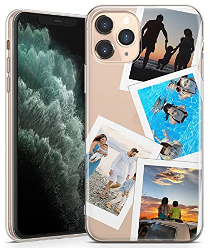 TULLUN Personalised Custom Picture Collage Your Own Image Idea Design Soft TPU Rubber Gel Phone Case Cover - Four Photos - for iPhone 7 plus / 8 plus