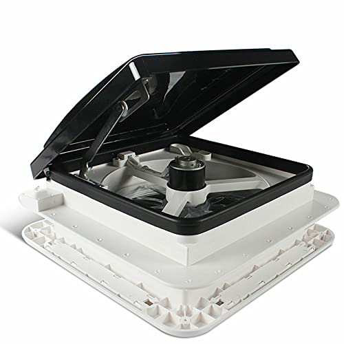 Fetcoi Ventilatore da tetto per camper e roulotte, con luce LED, 28 x 28 cm, impermeabile, insonorizzante, difficile da invecchiare