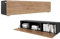 PLATAN ROOM Fernsehschrank TV-Lowboard 105/140 / 160/210 / 280 In Weiß Hängend Oder Stehend Hochglanz Matt (140 x 30 x 32, Schwarz Matt/Eiche Gold)