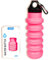 Kingmate Silikon Water Bottle Wasserflasche Getränkeflasche BPA-freies Auslaufsicher Fahrrad Sport Trinkflasche Faltbar Kohlensäure Geeignet 500ml Pink mit Sport Deckel